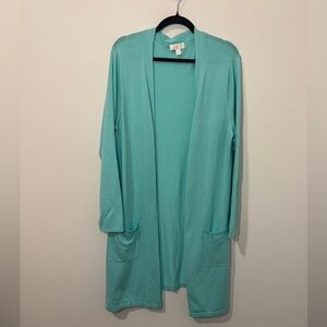 Belle Kim Gravel Women’s Mint Green Open Front Cardigan Size Large